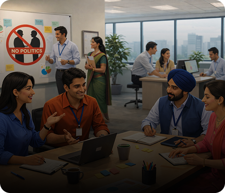 Politics-free workplace culture illustration