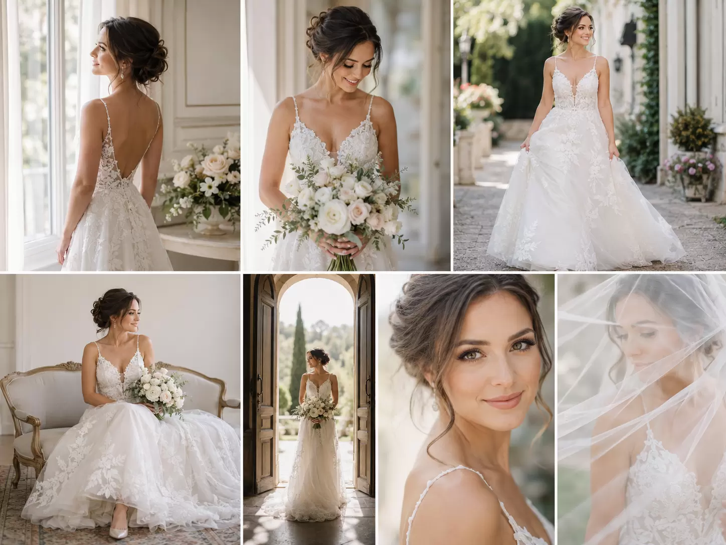 elegant bridal moments in soft surroundings