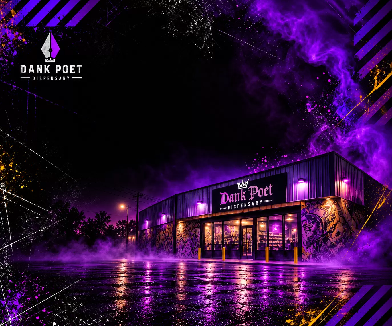 Dank Poet Dispensary — storefront and interior