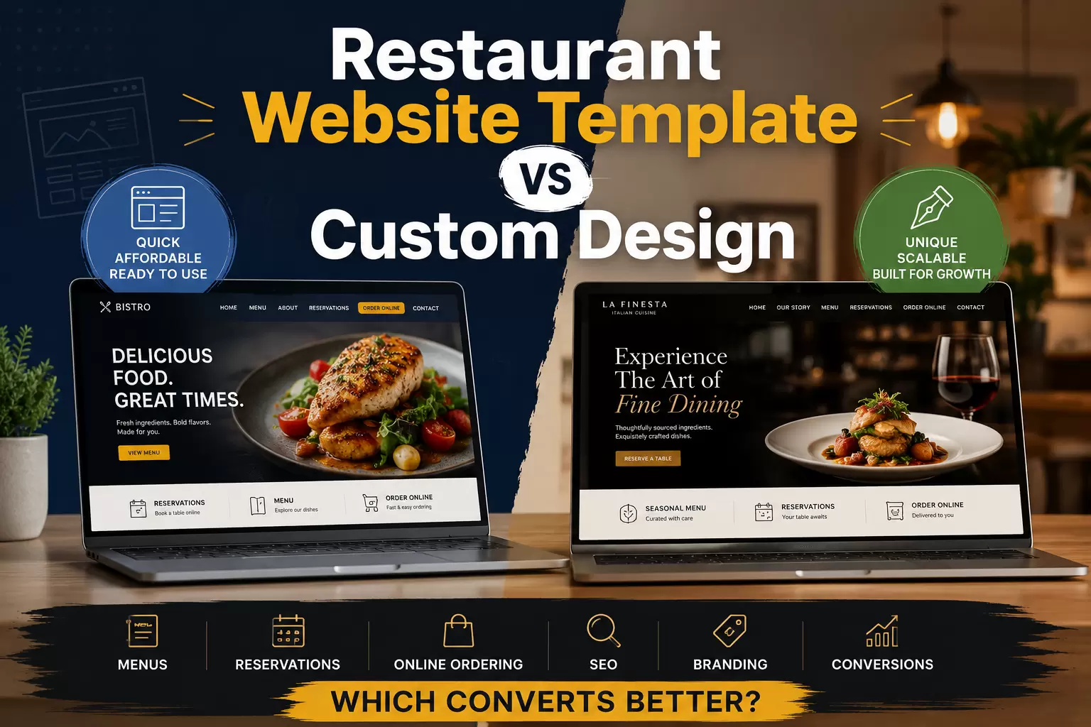 Restaurant Website Template vs Custom Design