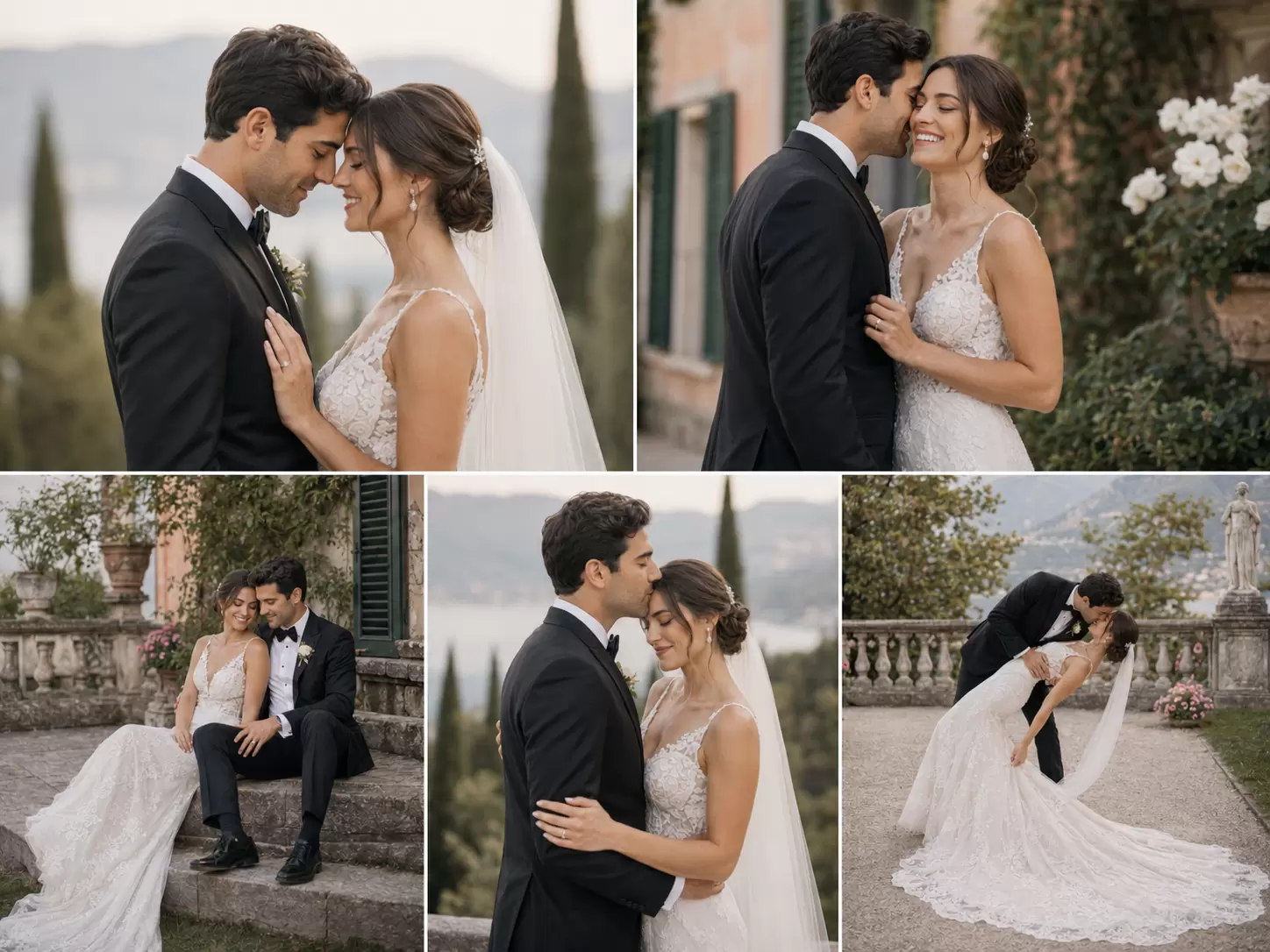 romantic outdoor wedding moments collage